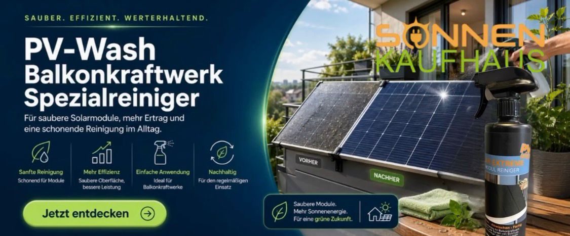 PV-Wash Das Reinigungsmittel für Solar-Balkonkraftwerke